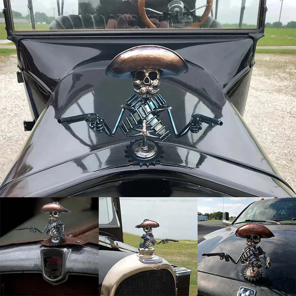 Cowboy Skull Gunner Hood Ornament – Resin Sculpture for Car Decoration. Unique Badass gifts for badass. Unique Badass birthday gifts. Unique Badass Biker Christmas gifts for badasses. Badass skull accessories. Unique Valentine gifts for him. Unique Anniversary gift for him. Unique Anniversary gift for my badass husband. Unique Badass Birthday gift for my badass boyfriend. Badass Birthday gift for my badass husband. Badass gift for bikers.