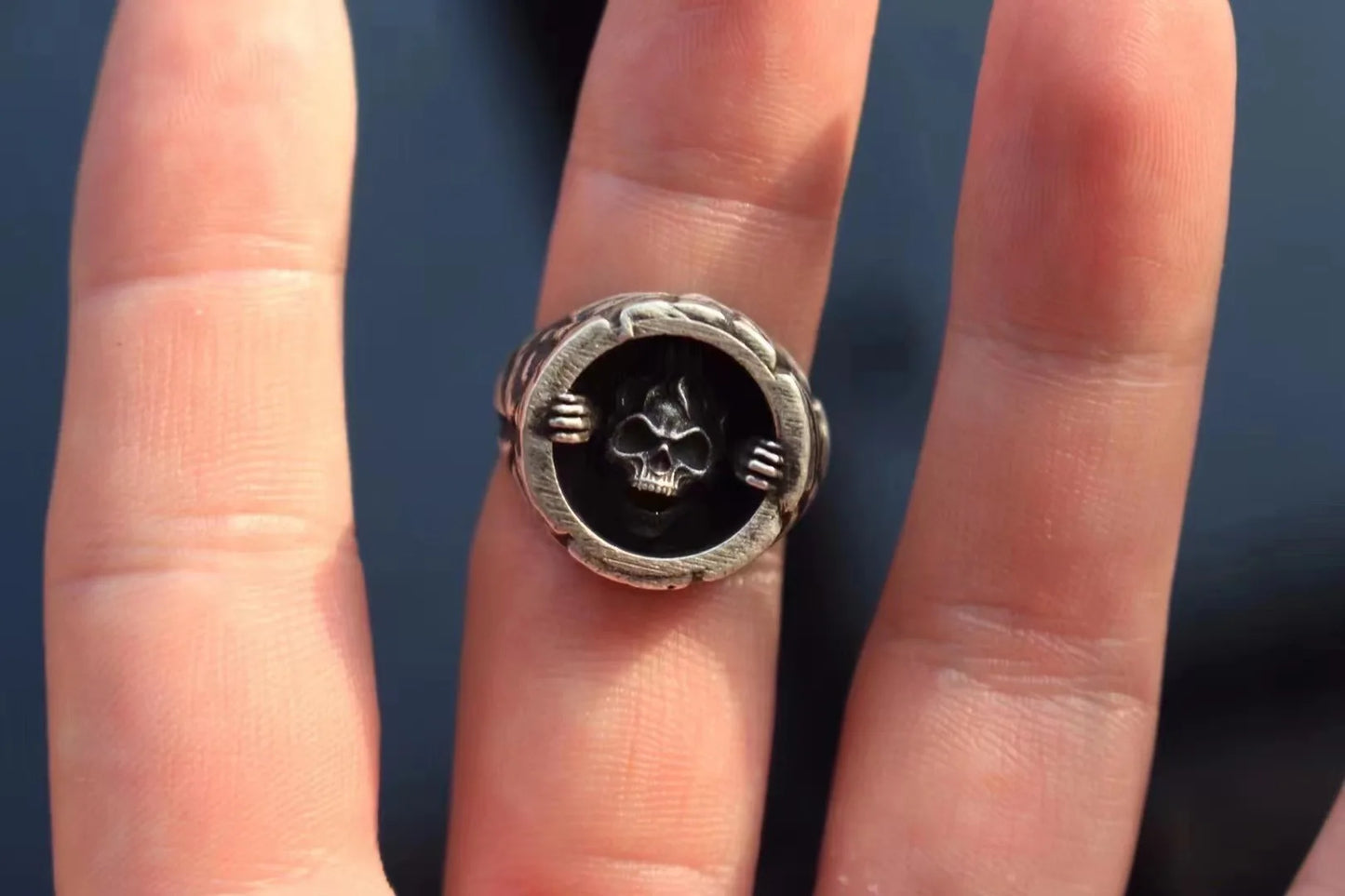 Dianblack Vintage Skullcap Ring – 925 Sterling Silver Rock Accessory for Men and Women. Skull earrings for her. Badass gifts for her. Badass gothic birthday gifts. Unique Badass Christmas gifts for badasses. Badass biker skull earrings. Badass Biker skull jewelry. Badass skull jewelry. Badass skull accessories. Unique Valentine gifts for her. Unique Anniversary gift for her. Unique Anniversary gift for my badass husband. Unique Badass Birthday gift for my badass girlfriend. Badass Birthday gift for my badas