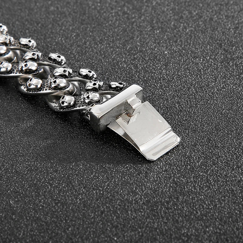 Punk Rock Stainless Steel Skull Men Bracelet Bangles. Badass gifts for badass. Badass birthday gifts. Badass Christmas gifts for badasses. Badass skull accessories. Valentine gifts for him. Anniversary gift for him. Anniversary gift for my badass husband. Badass Birthday gift for my badass boyfriend. Badass Birthday gift for my badass husband.