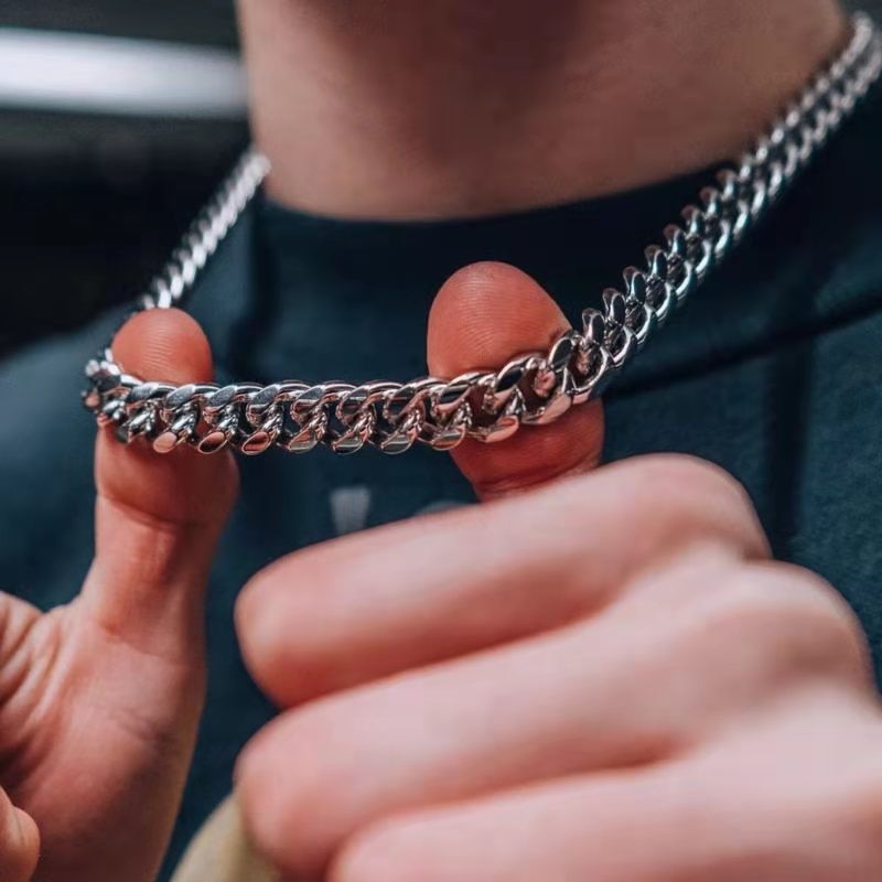 Punk Stainless Steel Curb Cuban Necklaces - Silver, Black & Gold Options - 3mm, 5mm, 7mm Widths. Chain Necklace for men. Chain necklaces for women. Badass skull accessories. Badass skull jewelry.