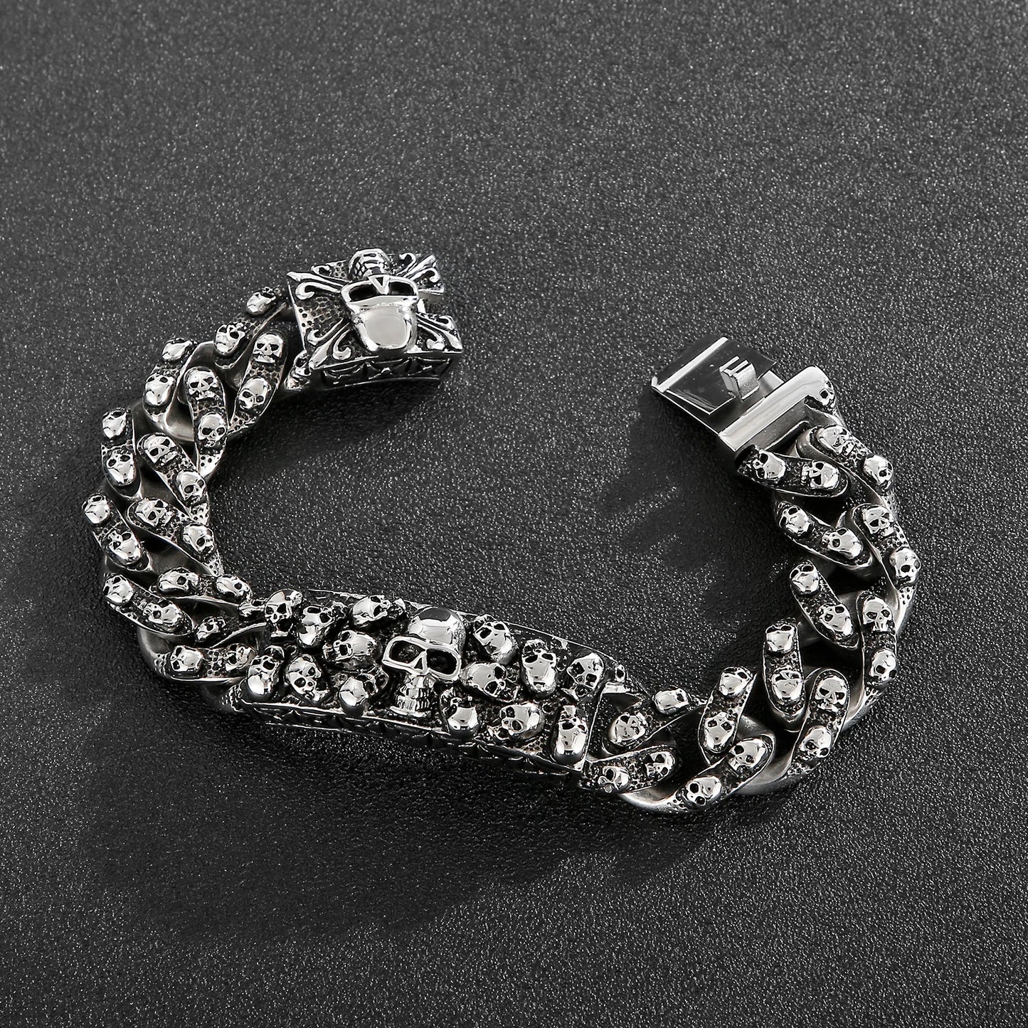 Punk Rock Stainless Steel Skull Men Bracelet Bangles. Badass gifts for badass. Badass birthday gifts. Badass Christmas gifts for badasses. Badass skull accessories. Valentine gifts for him. Anniversary gift for him. Anniversary gift for my badass husband. Badass Birthday gift for my badass boyfriend. Badass Birthday gift for my badass husband.