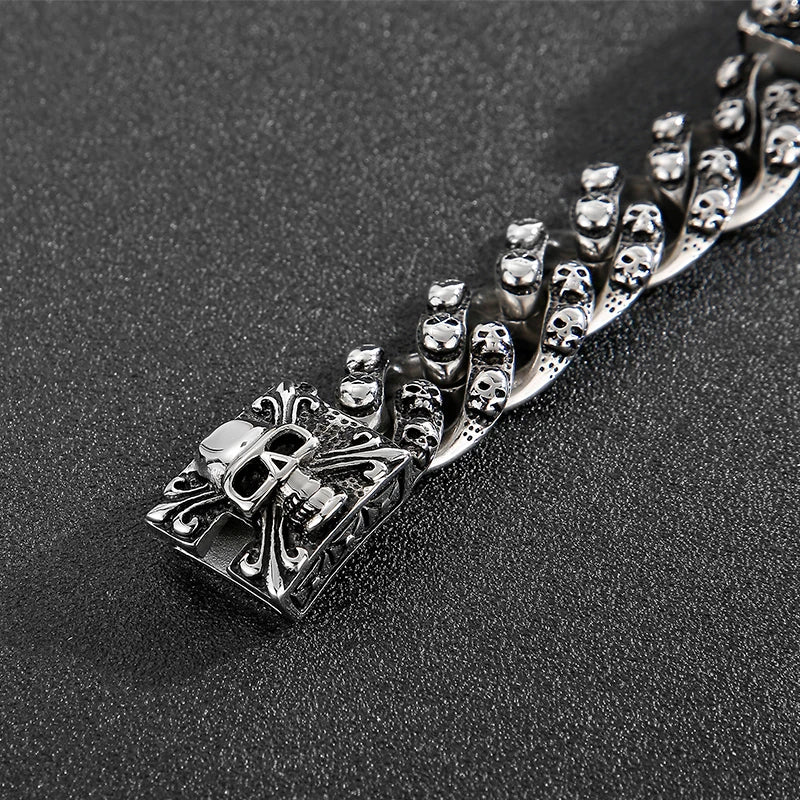 Punk Rock Stainless Steel Skull Men Bracelet Bangles. Badass gifts for badass. Badass birthday gifts. Badass Christmas gifts for badasses. Badass skull accessories. Valentine gifts for him. Anniversary gift for him. Anniversary gift for my badass husband. Badass Birthday gift for my badass boyfriend. Badass Birthday gift for my badass husband.