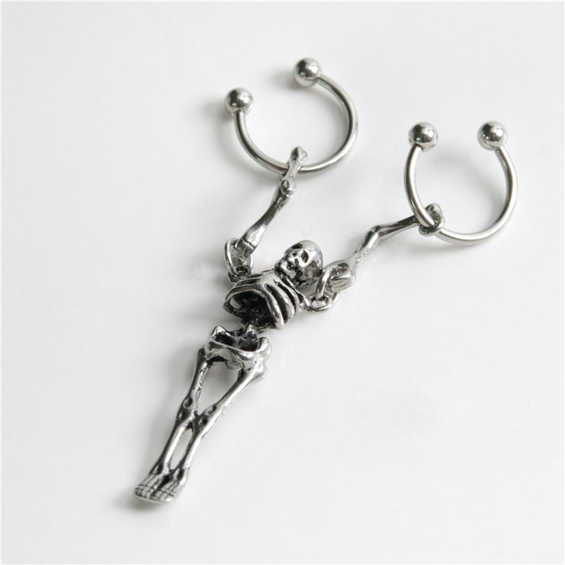 Trendy Punk Gothic Skull Earring - Stainless Steel Multi-Use Piercing. Badass skull earrings. Badass skull piercing. Badass skull jewelry. Badass skull accessories.