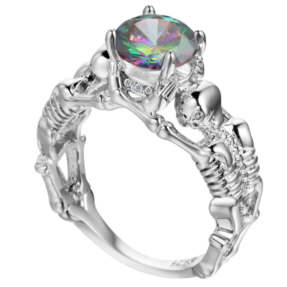 Black Ghost Evil Skull Skeleton Hand CZ Rings