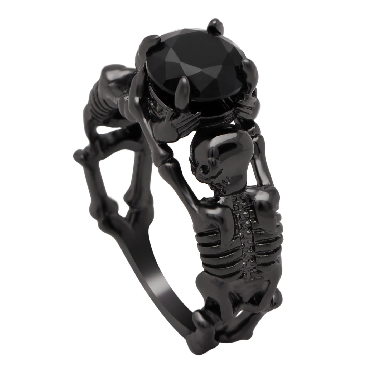 Black Ghost Evil Skull Skeleton Hand CZ Rings