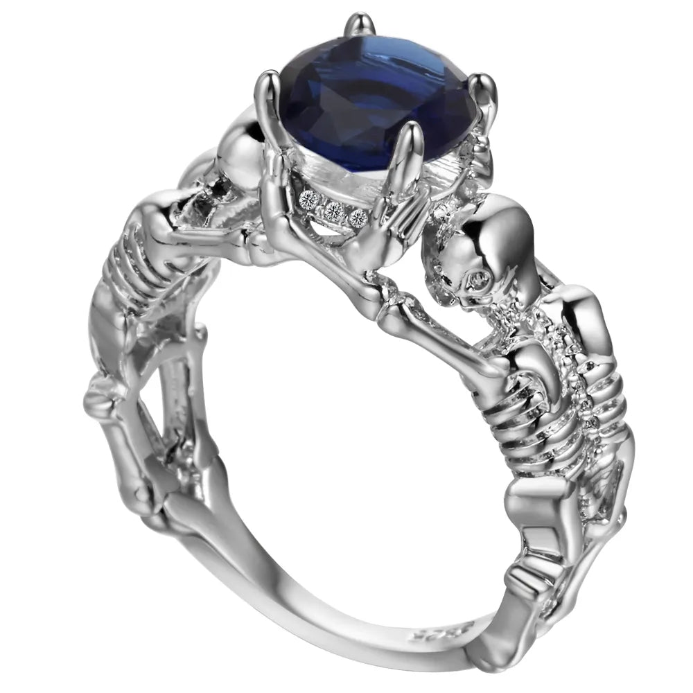 Black Ghost Evil Skull Skeleton Hand CZ Rings