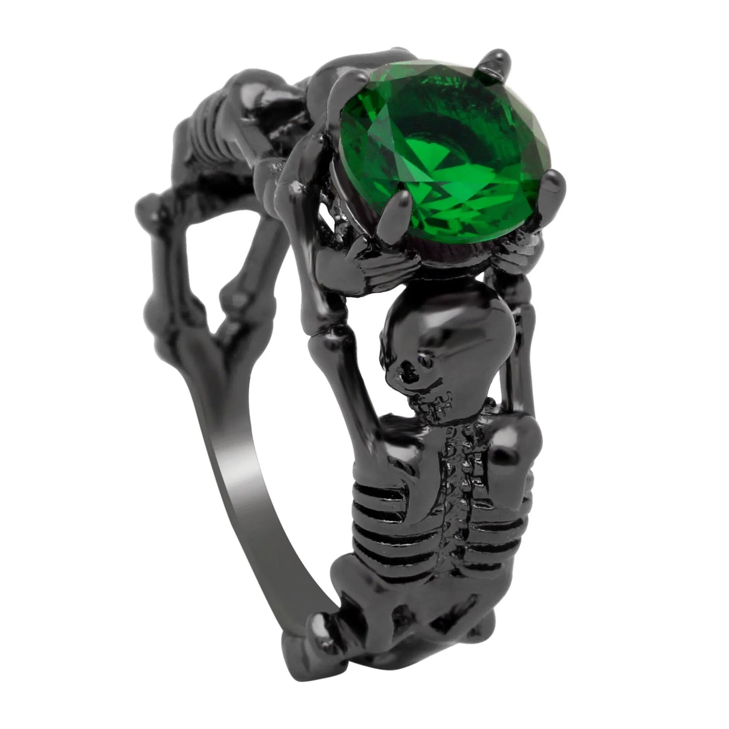 Black Ghost Evil Skull Skeleton Hand CZ Rings