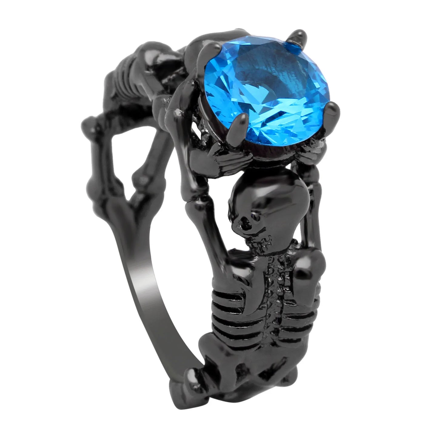 Black Ghost Evil Skull Skeleton Hand CZ Rings