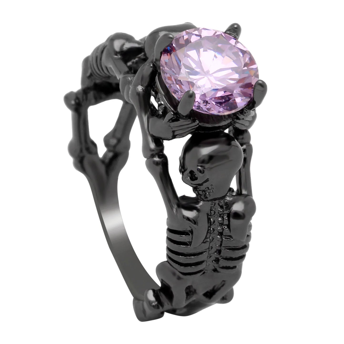 Black Ghost Evil Skull Skeleton Hand CZ Rings