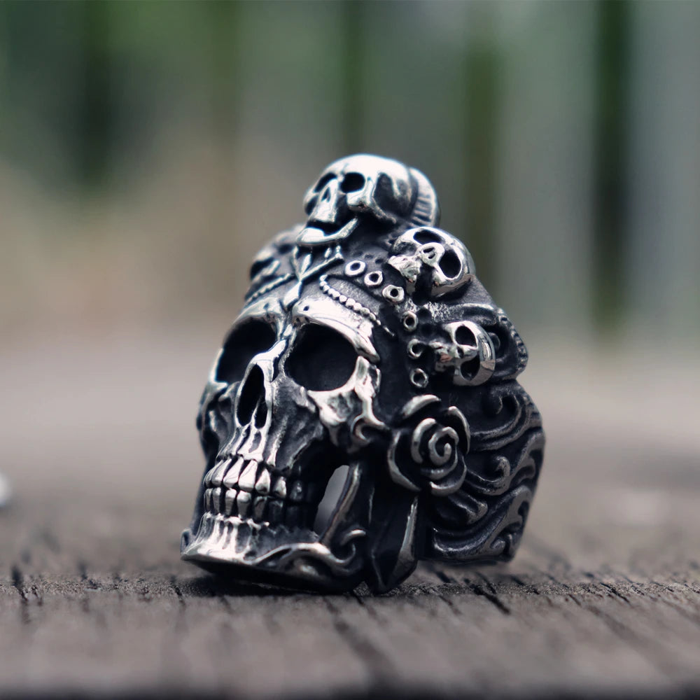 Titanium Steel Santa Muerte Death Skull Ring. Badass gifts for badass. Badass birthday gifts. Badass Christmas gifts for badasses. Badass biker skull ring. Badass Biker skull jewelry. Badass skull jewelry. Badass skull accessories. Valentine gifts for him. Anniversary gift for him. Anniversary gift for my badass husband. Badass Birthday gift for my badass boyfriend. Badass Birthday gift for my badass husband.