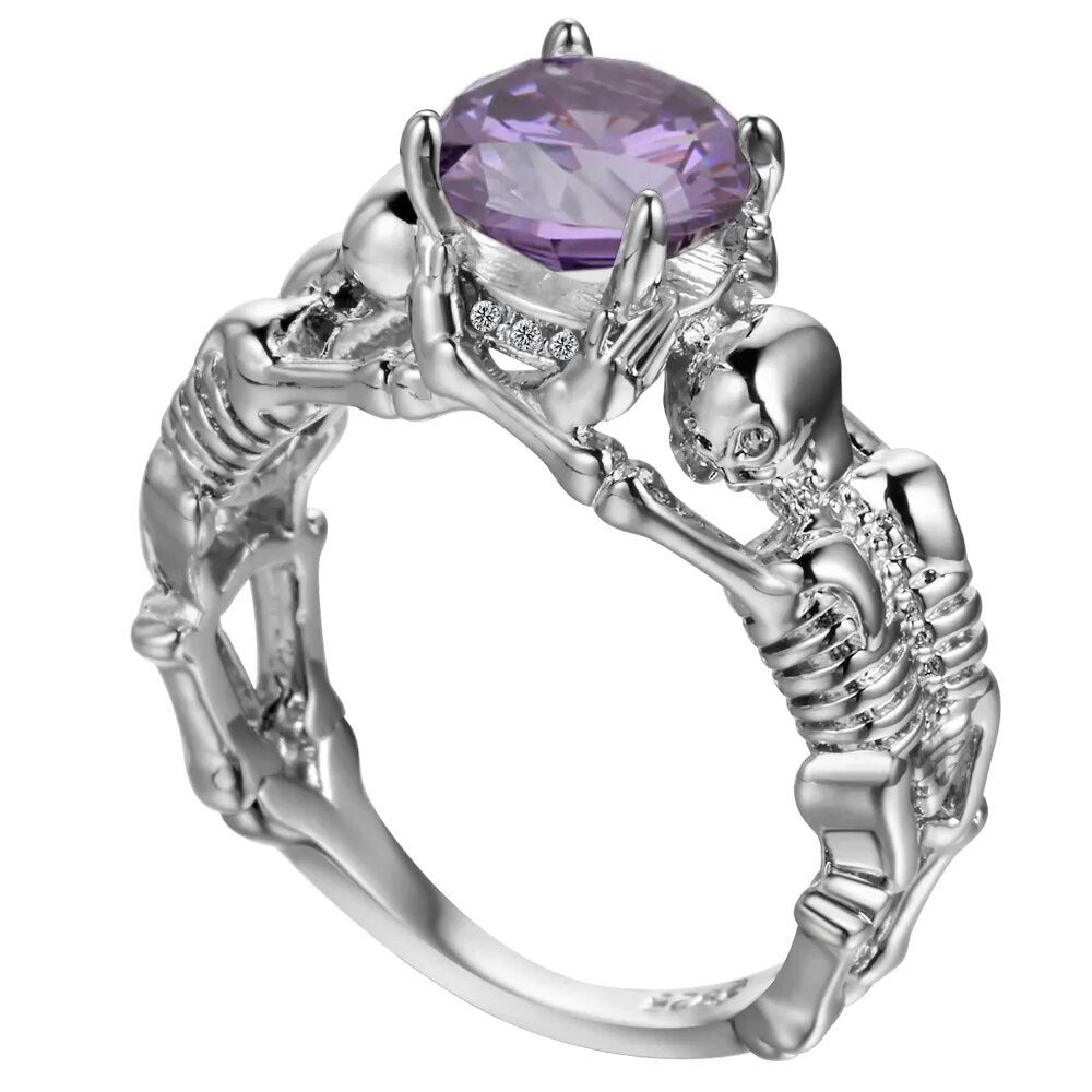 Black Ghost Evil Skull Skeleton Hand CZ Rings