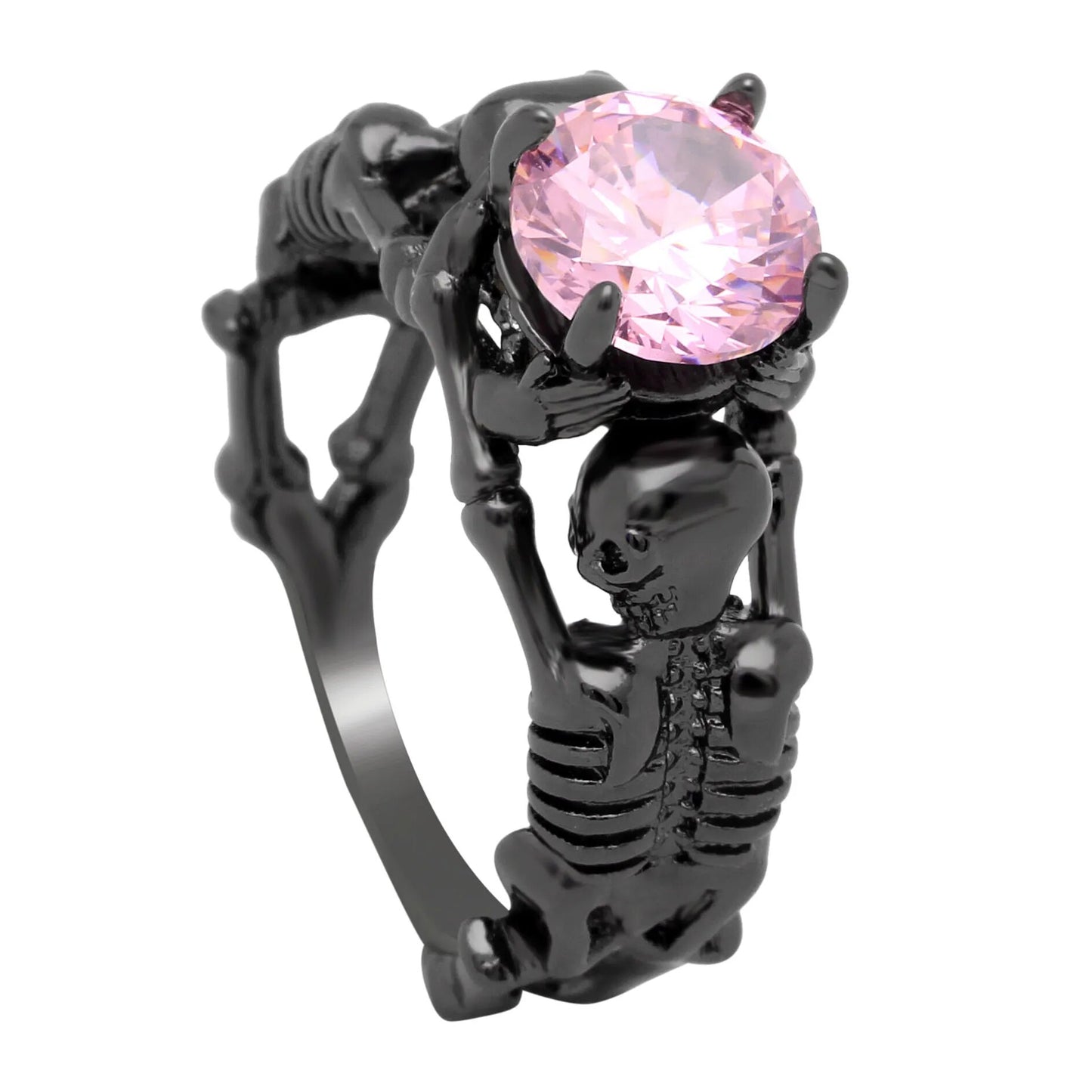 Black Ghost Evil Skull Skeleton Hand CZ Rings