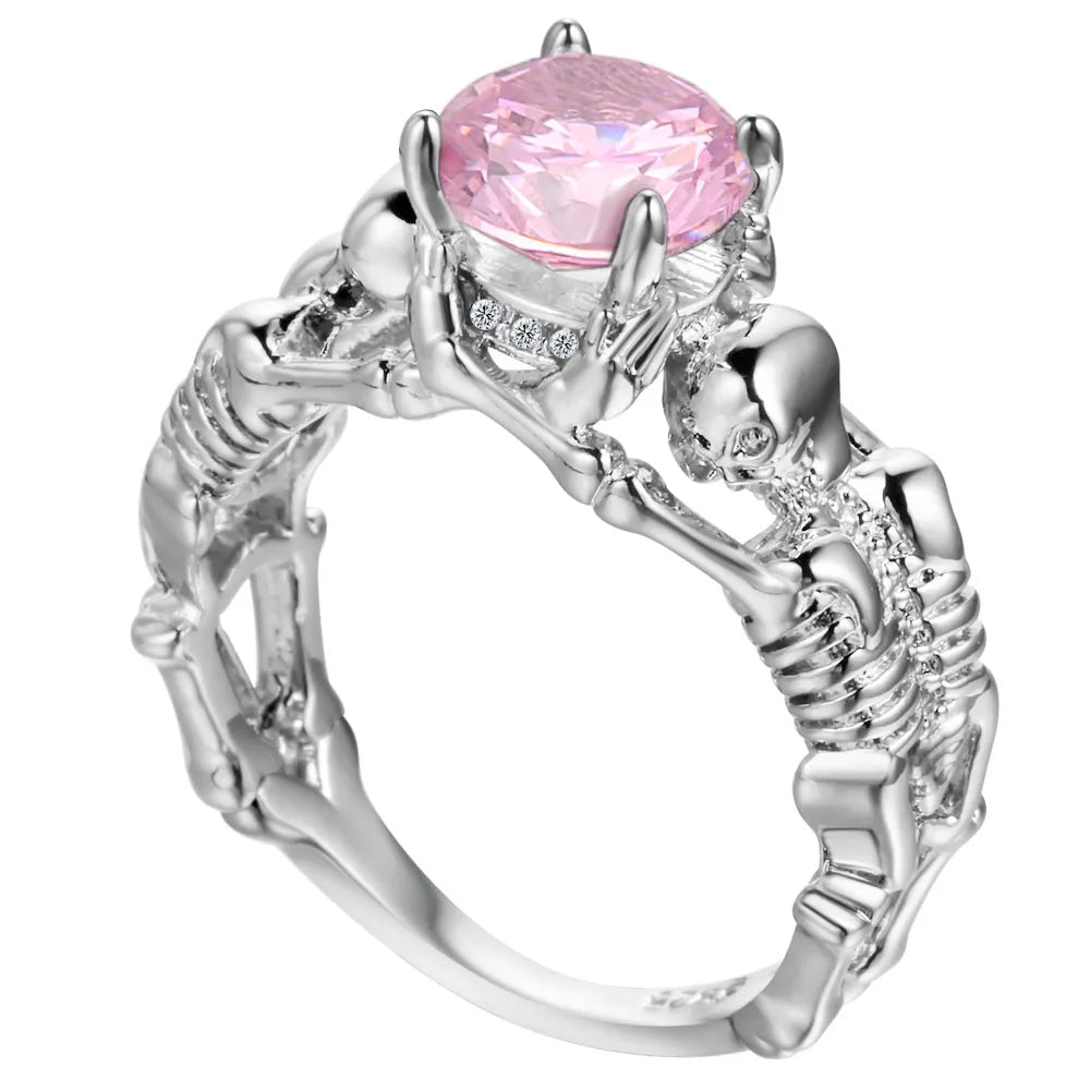 Black Ghost Evil Skull Skeleton Hand CZ Rings