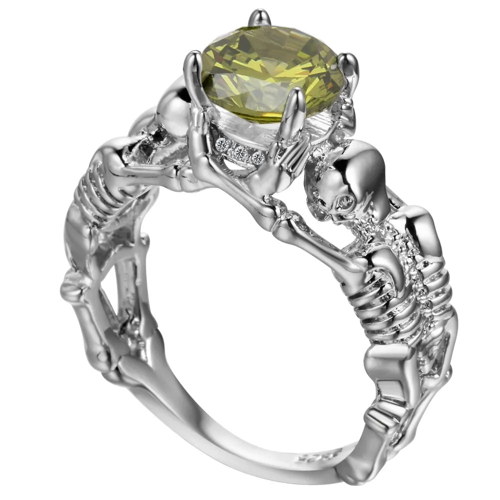 Black Ghost Evil Skull Skeleton Hand CZ Rings
