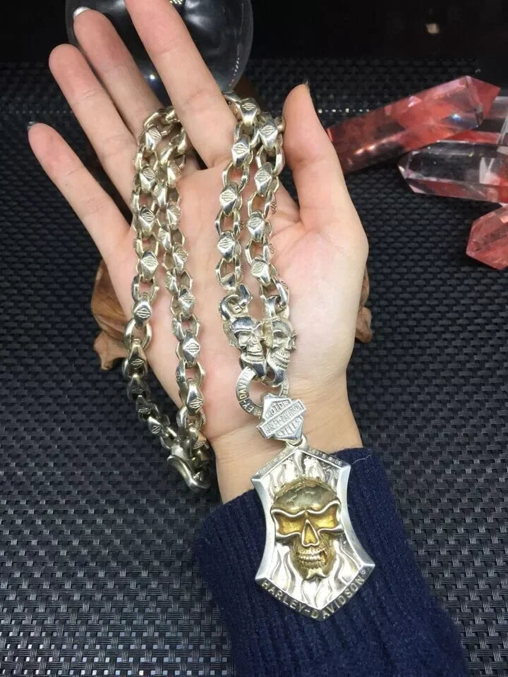 Handcrafted Silver Badass Biker Skull Pendant Necklace. Badass skull accessories. Unique Valentine gifts for him. Unique Anniversary gift for him. Unique Anniversary gift for my badass husband. Unique Badass Birthday gift for my badass boyfriend. Badass Birthday gift for my badass husband. Badass gift for bikers.