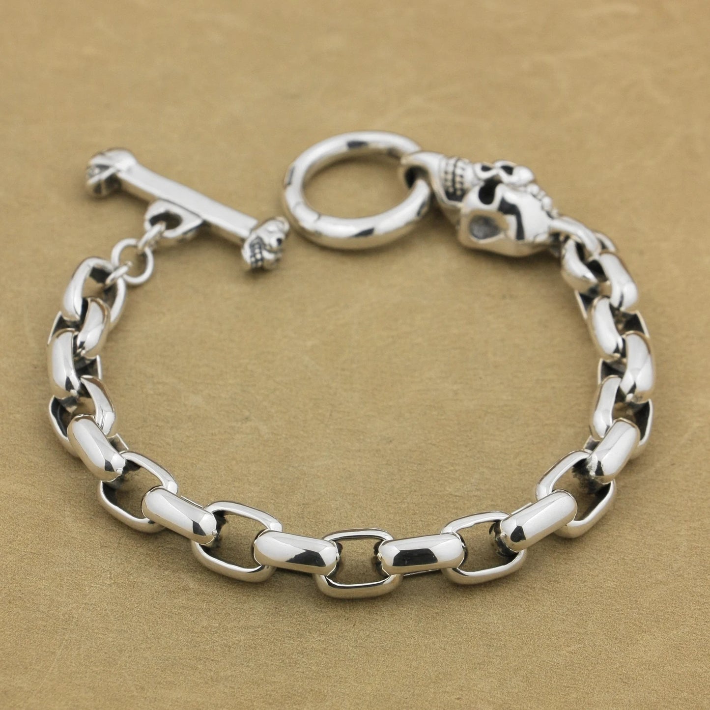 π₯ Handmade 925 Sterling Silver Skull Bracelet β Badass Biker Chain ππ₯. High quality 925 sterling silver. Badass skull accessories. Unique Valentine gifts for him. Unique Anniversary gift for him. Unique Anniversary gift for my badass husband. Unique Badass Birthday gift for my badass boyfriend. Badass Birthday gift for my badass husband. Badass gift for bikers.