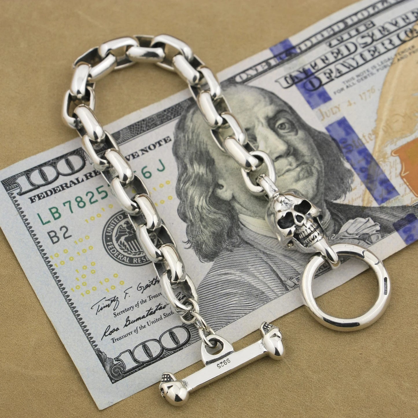π₯ Handmade 925 Sterling Silver Skull Bracelet β Badass Biker Chain ππ₯. High quality 925 sterling silver. Badass skull accessories. Unique Valentine gifts for him. Unique Anniversary gift for him. Unique Anniversary gift for my badass husband. Unique Badass Birthday gift for my badass boyfriend. Badass Birthday gift for my badass husband. Badass gift for bikers.