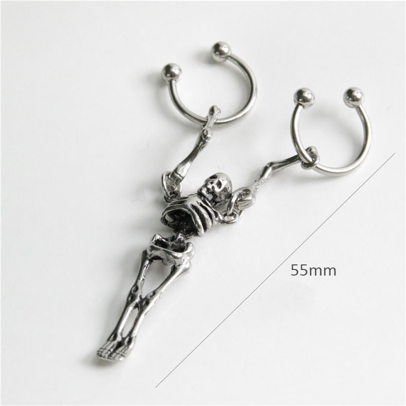 Trendy Punk Gothic Skull Earring - Stainless Steel Multi-Use Piercing. Badass skull earrings. Badass skull piercing. Badass skull jewelry. Badass skull accessories.