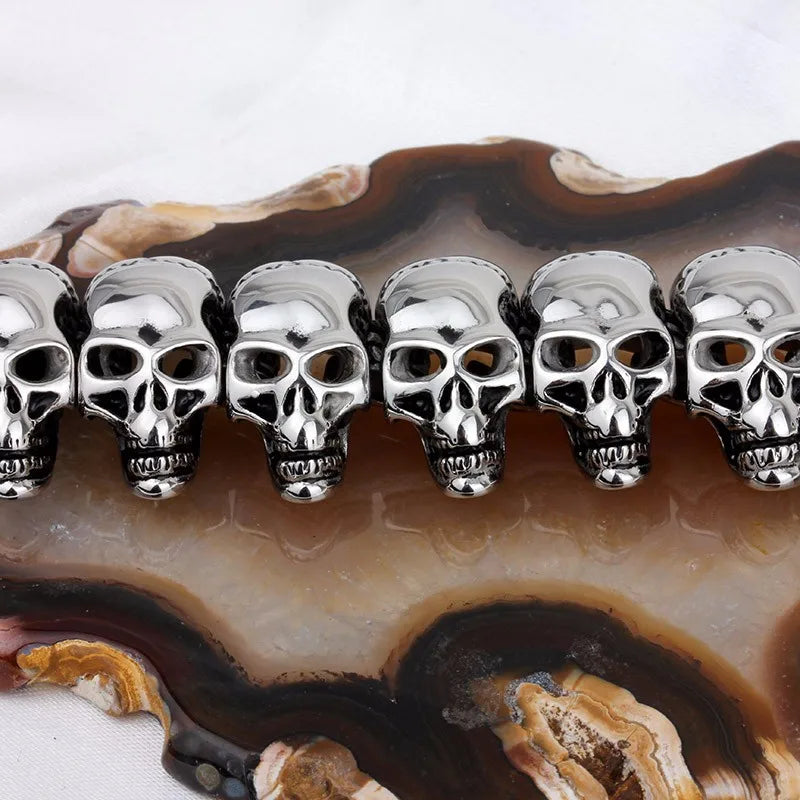 316 Stainless Steel Skull Charm Statement Necklace. Badass skull necklace. Badass gifts for badass. badass skull jewelry for bikers. Best gift for badass.