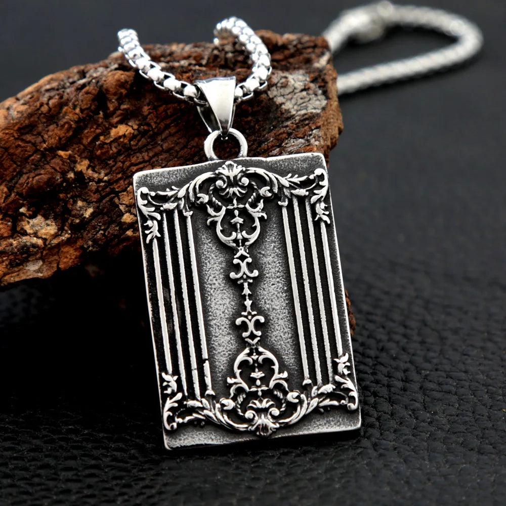 316L Stainless Steel Poker King Skull Pendant Necklace