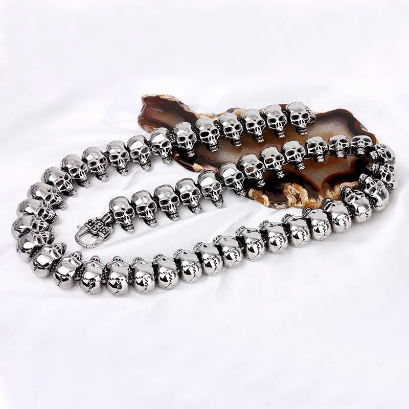316 Stainless Steel Skull Charm Statement Necklace. Badass skull necklace. Badass gifts for badass. badass skull jewelry for bikers. Best gift for badass.