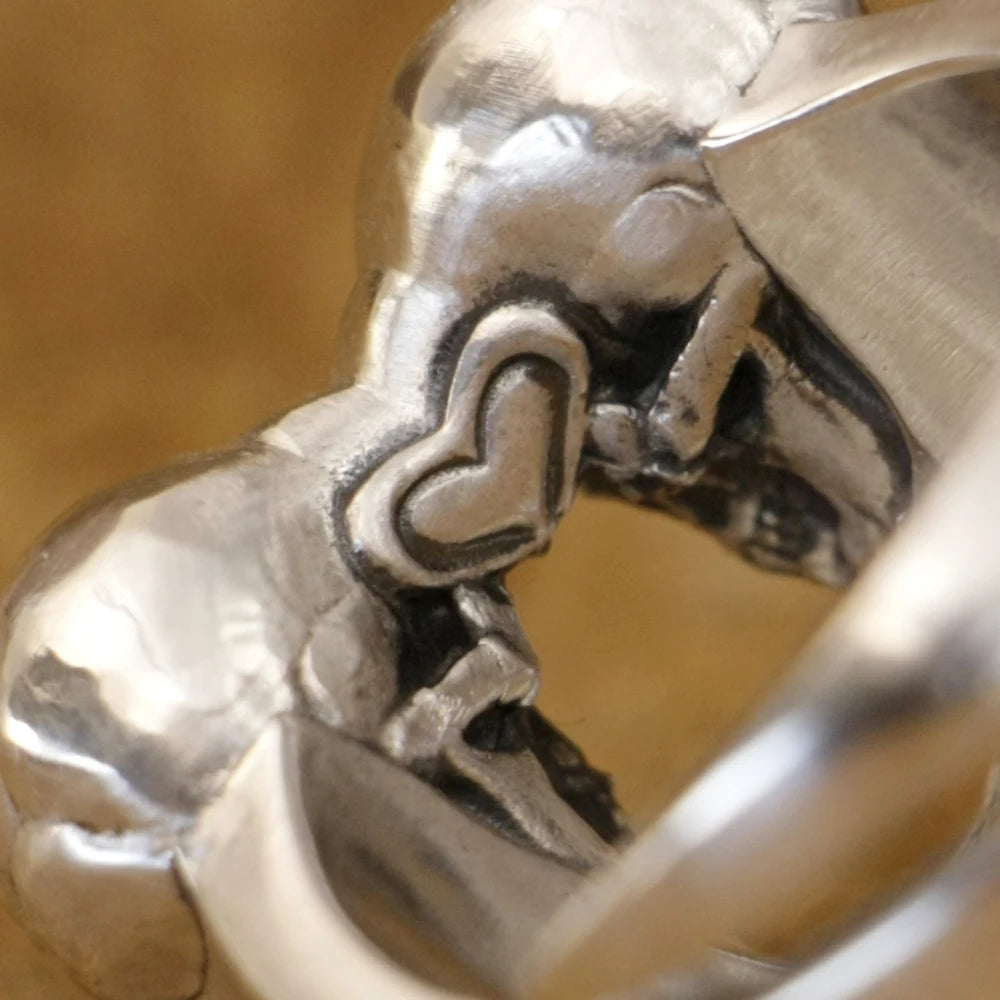 Love Forever Skulls Heart Ring 925 Sterling Silver for Men and Women. Badass gifts for her. Badass gothic birthday gifts. Unique Badass Christmas gifts for badasses. Badass biker skull earrings. Badass Biker skull jewelry. Badass skull jewelry. Badass skull accessories. Unique Valentine gifts for her. Unique Anniversary gift for her. Unique Anniversary gift for my badass husband. Unique Badass Birthday gift for my badass girlfriend. Badass Birthday gift for my badass wife.Unique Badass birthday gifts. Uniqu