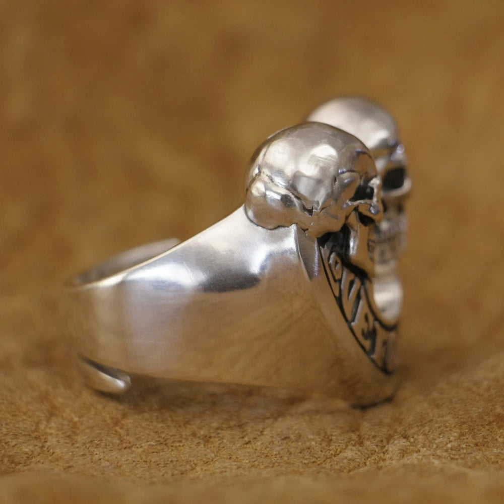 Love Forever Skulls Heart Ring 925 Sterling Silver for Men and Women. Badass gifts for her. Badass gothic birthday gifts. Unique Badass Christmas gifts for badasses. Badass biker skull earrings. Badass Biker skull jewelry. Badass skull jewelry. Badass skull accessories. Unique Valentine gifts for her. Unique Anniversary gift for her. Unique Anniversary gift for my badass husband. Unique Badass Birthday gift for my badass girlfriend. Badass Birthday gift for my badass wife.Unique Badass birthday gifts. Uniqu