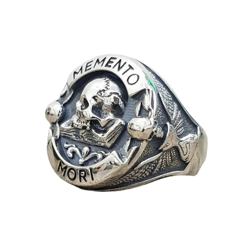 Memento Mori Gothic Biker Skull Rings. Badass biker skull ring. Badass skull rings. Skull rings for men. Badass skull jewelry. Badass biker jewelry. badass skull accessories.