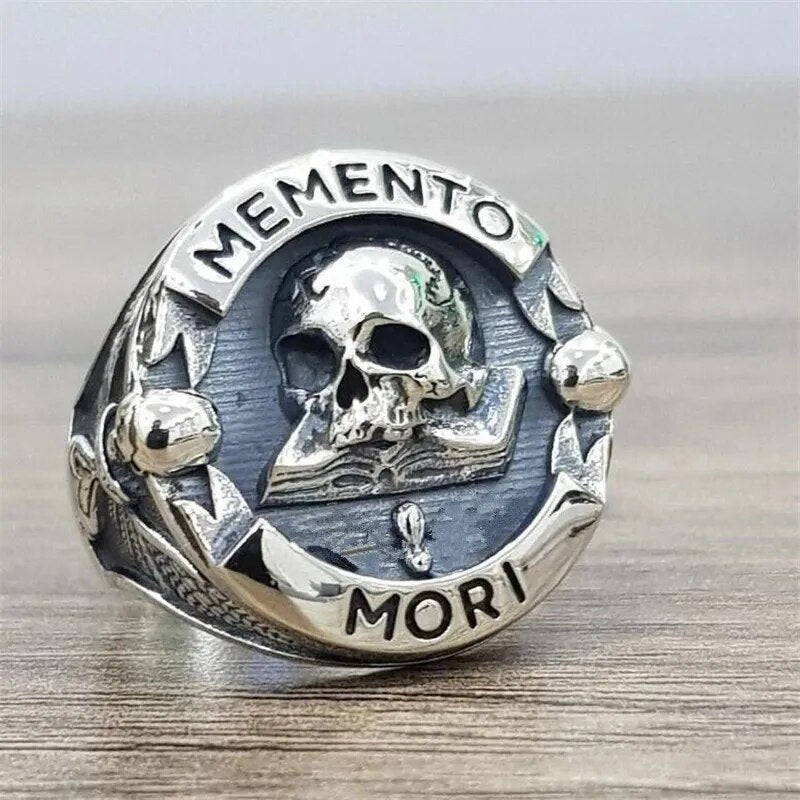 Memento Mori Gothic Biker Skull Rings. Badass biker skull ring. Badass skull rings. Skull rings for men. Badass skull jewelry. Badass biker jewelry. badass skull accessories.