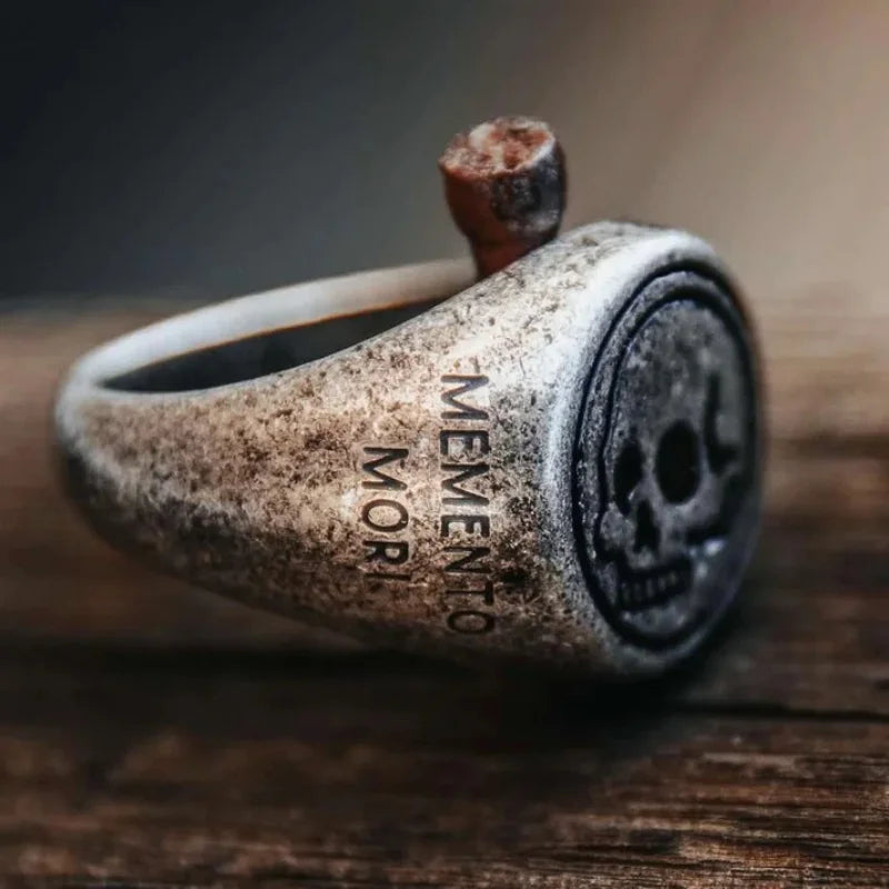 Memento Mori Skull Ring – Vintage Stainless Steel Biker Ring for Men and Women. Unique Valentine gifts for him. Unique Anniversary gift for him. Unique Anniversary gift for my badass husband. Unique Badass Birthday gift for my badass boyfriend. Badass Birthday gift for my badass husband. Badass gift for bikers.