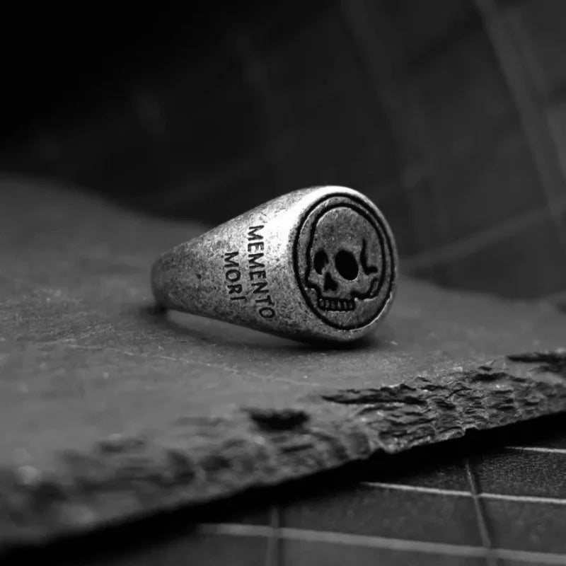 Memento Mori Skull Ring – Vintage Stainless Steel Biker Ring for Men and Women. Unique Valentine gifts for him. Unique Anniversary gift for him. Unique Anniversary gift for my badass husband. Unique Badass Birthday gift for my badass boyfriend. Badass Birthday gift for my badass husband. Badass gift for bikers.