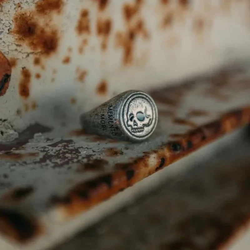 Memento Mori Skull Ring – Vintage Stainless Steel Biker Ring for Men and Women. Unique Valentine gifts for him. Unique Anniversary gift for him. Unique Anniversary gift for my badass husband. Unique Badass Birthday gift for my badass boyfriend. Badass Birthday gift for my badass husband. Badass gift for bikers.