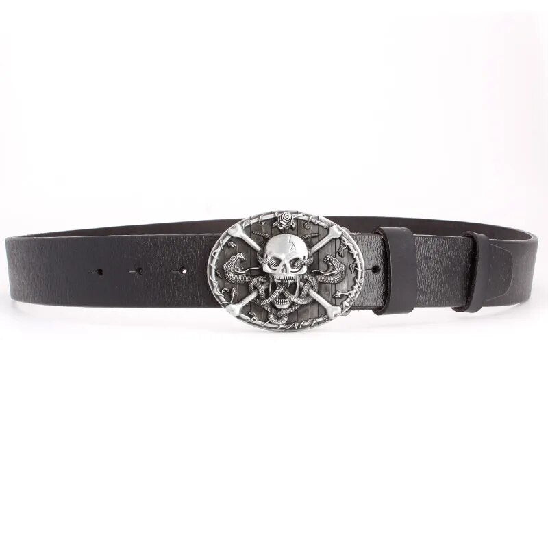 Novelty Crossbones Belt Heavy Metal Skull Face Buckle Skeleton Belts Dark Style Street Hip Hop Rock Waistband Accessories