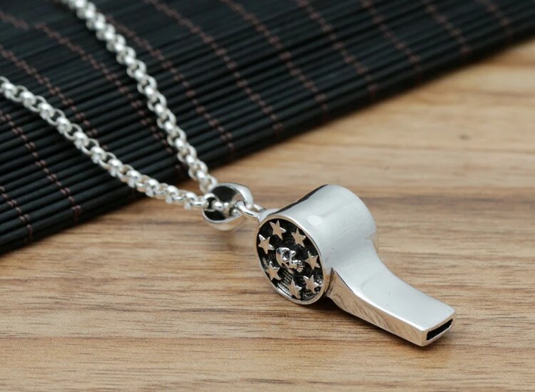 925 Sterling Silver Handcrafted Whistle Skull Pendant