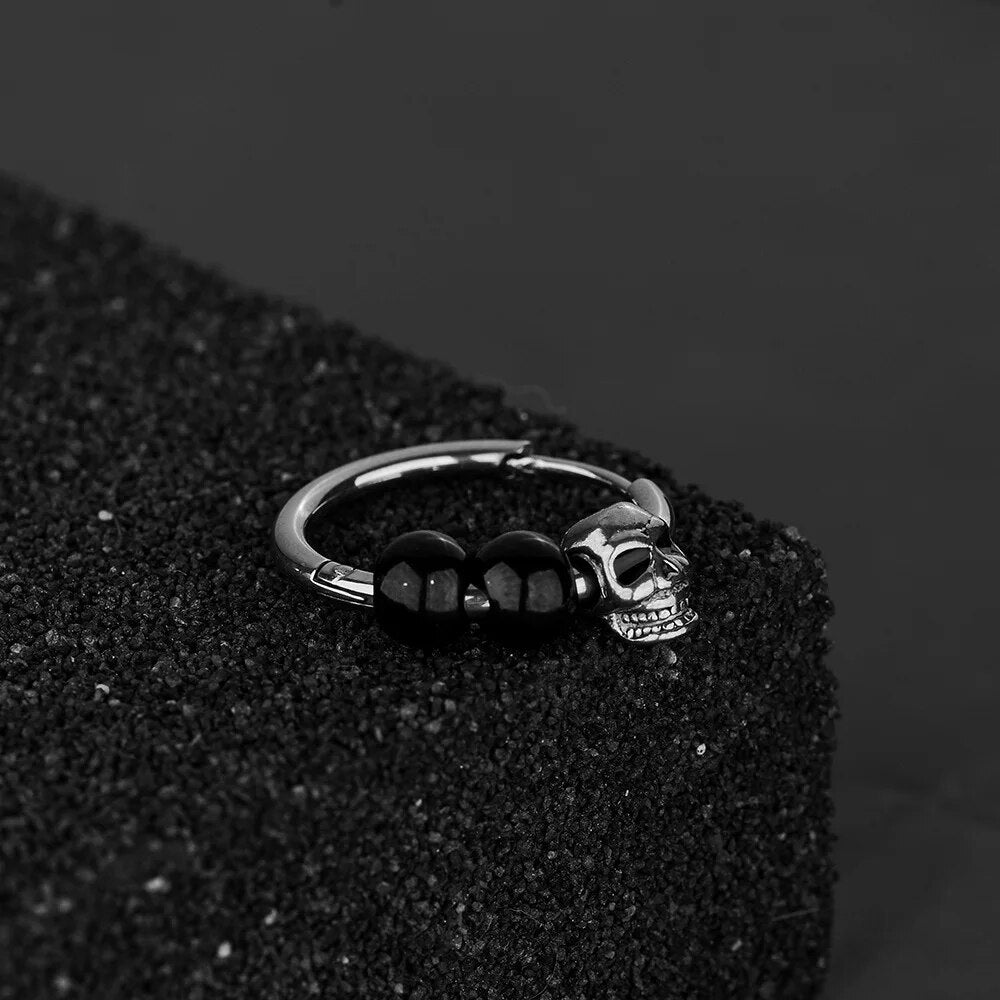 Vintage Skull Hoop Earrings - Stainless Steel Party Jewelry for Women and Men. Badass skull earrings for men and women. Badass skull earrings. Skull earrings for him.