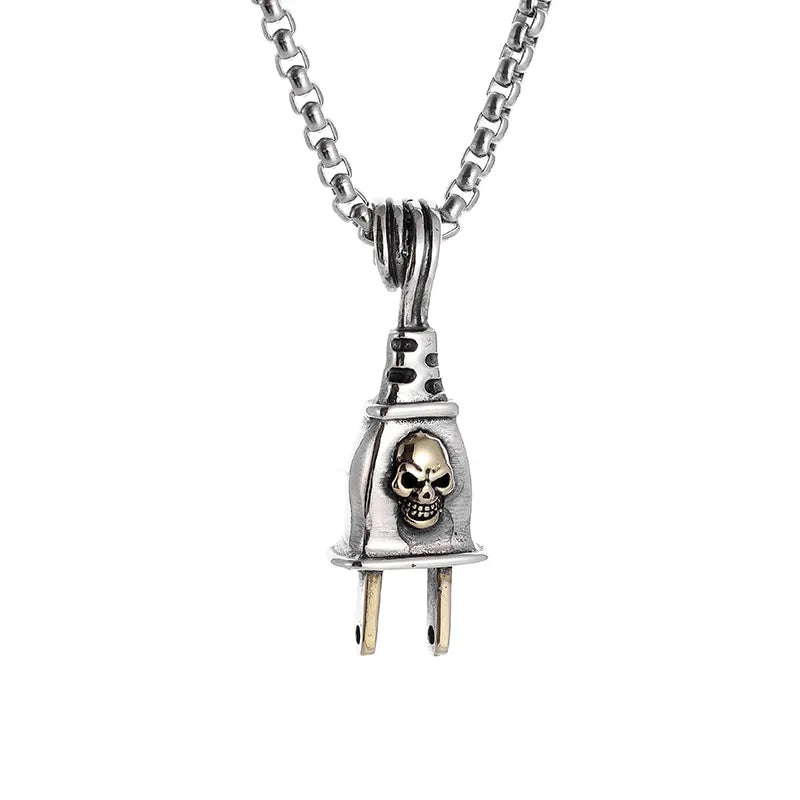 Retro Personality Plug Skull Pendant - Trendy Hip-Hop Sweater Chain Accessory. Badass skull pendant necklace. Badass skull pendant. badass skull jewelry. Badass skull accessories. Badass gift for him. Badass gift for her. Badass birthday gifts.
