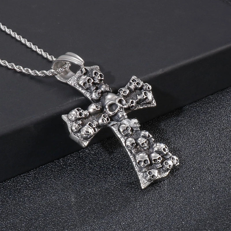 Huge Evil Cross Ghost Head Pendant Necklace - Men's Stainless Steel Jewelry. Badass skull pendant for men. Badass gifts for him. Badass gifts for badass. Badass birthday gifts. Badass Christmas gifts for badasses. Badass biker skull pendant. Badass biker skull jewelry. Badass skull jewelry. Badass skull accessories. Valentine gifts for him. Anniversary gift for him. Anniversary gift for my badass husband. Badass Birthday gift for my badass boyfriend. Badass Birthday gift for my badass husband.