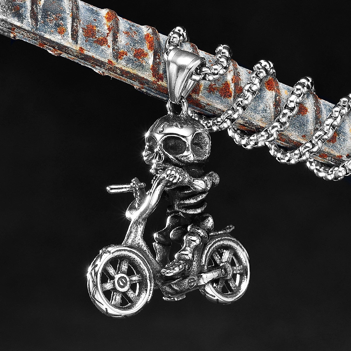316L Stainless Steel Skull Biker Pendant Necklaces. Skull Pendant for Bikers. Skull Pendant form men. Badass biker pendant. Badass biker skull jewelry. Badass skull jewelry. Badass skull accessories.