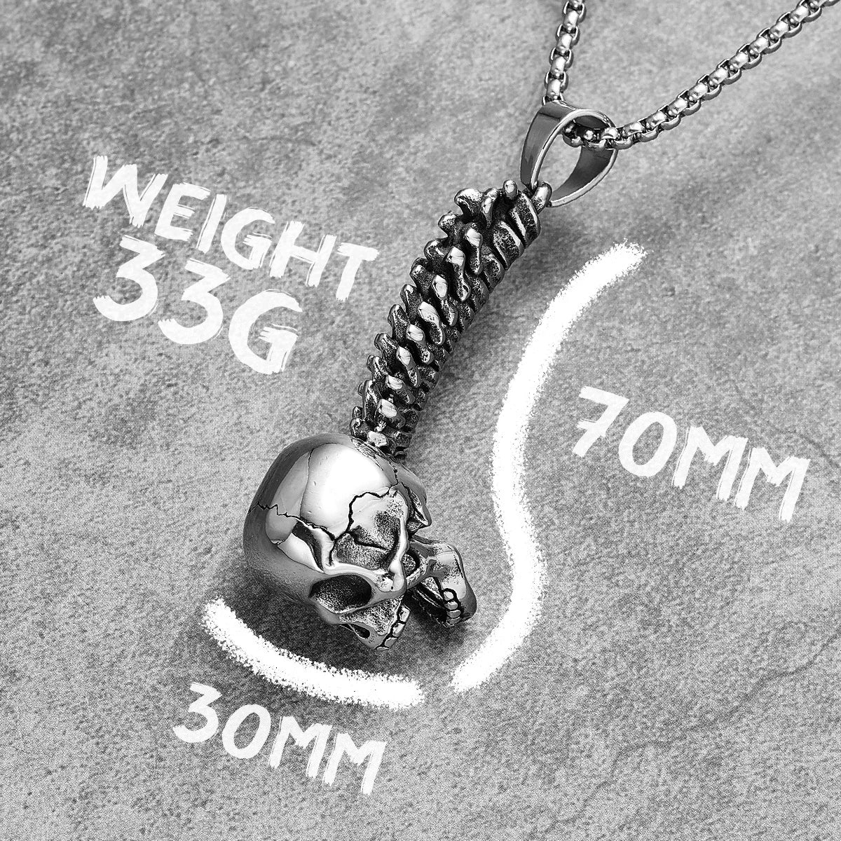 Skull Spine Stainless Steel Necklace Pendant. Badass gifts for badass. Badass birthday gifts. Badass Christmas gifts for badasses. Badass skull accessories. Valentine gifts for him and her. Anniversary gift for him and her. Anniversary gift for my badass husband and wife. Badass Birthday gift for my badass boyfriend and girlfriend. Badass Birthday gift for my badass husband and wife.