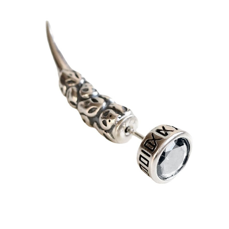 Vintage Wolf Tooth Skull Stud Earrings. Badass skull earrings. Skull earrings for men and women. Badass skull jewelry. Badass biker jewelry. badass skull accessories.