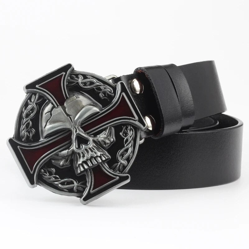 Novelty Crossbones Belt Heavy Metal Skull Face Buckle Skeleton Belts Dark Style Street Hip Hop Rock Waistband Accessories