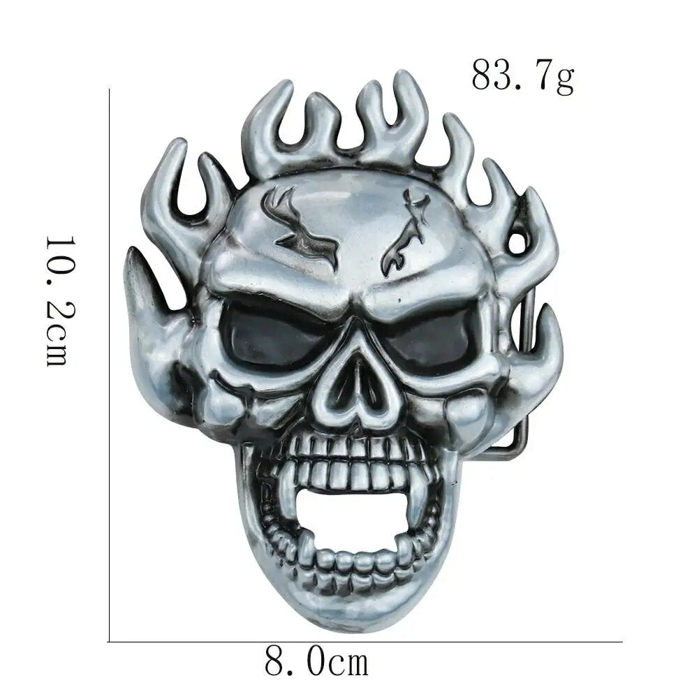 Western Cowboy Skull Belt Buckle - DIY Decorative Metal Buckle for Men's Belts
