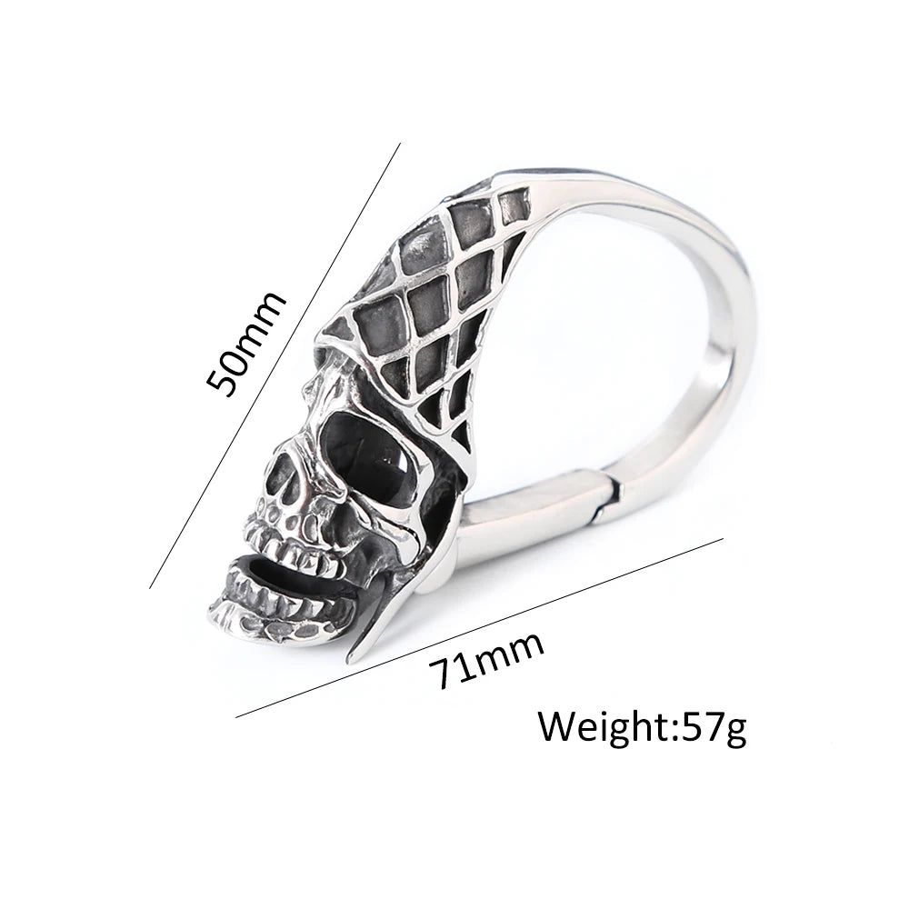 Antique Stainless Steel Clasp Skull Keyring. Badass gifts for badass. Badass birthday gifts. Badass Christmas gifts for badasses. Badass skull accessories. Valentine gifts for him. Anniversary gift for him. Anniversary gift for my badass husband. Badass Birthday gift for my badass boyfriend. Badass Birthday gift for my badass husband.