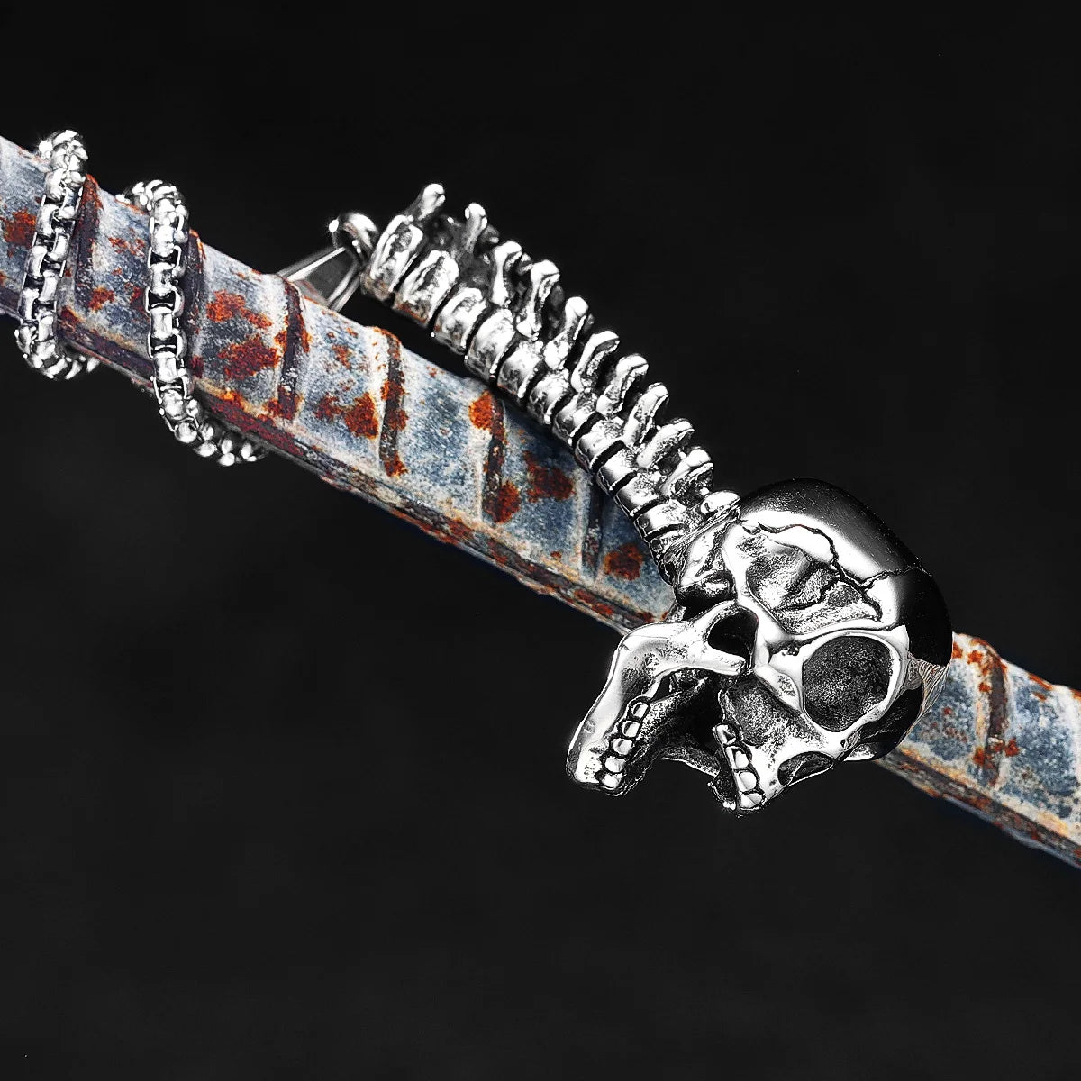 Skull Spine Stainless Steel Necklace Pendant. Badass gifts for badass. Badass birthday gifts. Badass Christmas gifts for badasses. Badass skull accessories. Valentine gifts for him and her. Anniversary gift for him and her. Anniversary gift for my badass husband and wife. Badass Birthday gift for my badass boyfriend and girlfriend. Badass Birthday gift for my badass husband and wife.