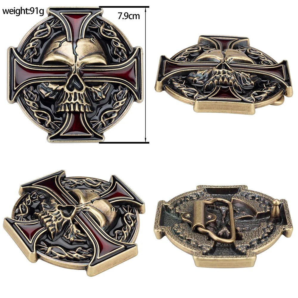 Novelty Crossbones Belt Heavy Metal Skull Face Buckle Skeleton Belts Dark Style Street Hip Hop Rock Waistband Accessories