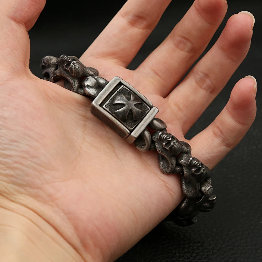 Domineering Skull Bangles Motorcycle Amulet Bracelet. Badass gifts for badass. Badass birthday gifts. Badass Christmas gifts for badasses. Badass skull accessories. Valentine gifts for him. Anniversary gift for him. Anniversary gift for my badass husband. Badass Birthday gift for my badass boyfriend. Badass Birthday gift for my badass husband.
