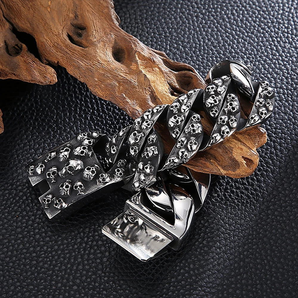 Badass Domineering Skull Chain Bracelet. Badass gifts for badass. Badass birthday gifts. Badass Christmas gifts for badasses. Badass skull accessories. Valentine gifts for him. Anniversary gift for him. Anniversary gift for my badass husband. Badass Birthday gift for my badass boyfriend. Badass Birthday gift for my badass husband. Badass gift for bikers.