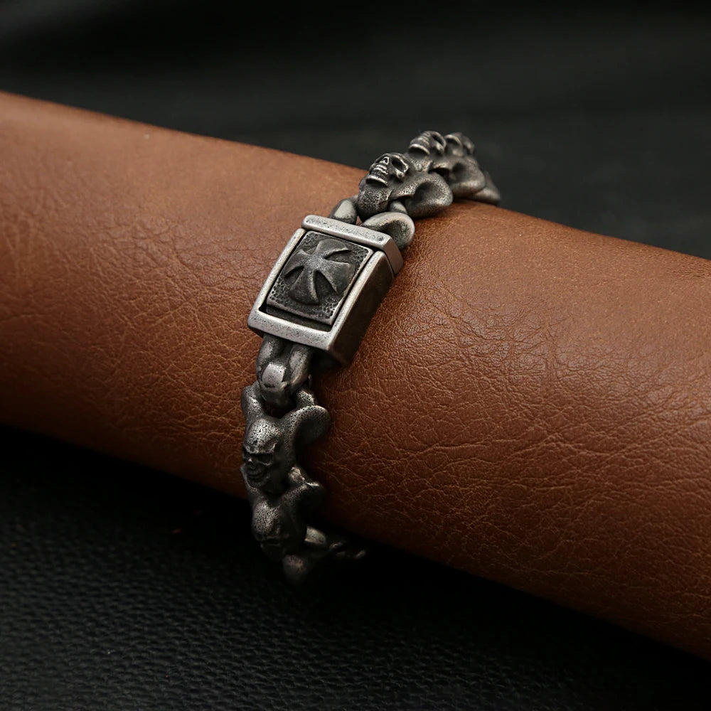 Domineering Skull Bangles Motorcycle Amulet Bracelet. Badass gifts for badass. Badass birthday gifts. Badass Christmas gifts for badasses. Badass skull accessories. Valentine gifts for him. Anniversary gift for him. Anniversary gift for my badass husband. Badass Birthday gift for my badass boyfriend. Badass Birthday gift for my badass husband.