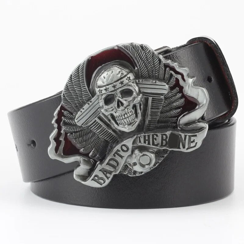 Novelty Crossbones Belt Heavy Metal Skull Face Buckle Skeleton Belts Dark Style Street Hip Hop Rock Waistband Accessories
