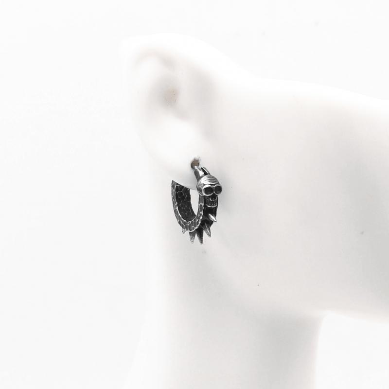 Vintage Black Skull Awl Round Earrings - Gothic Biker Punk Hip Hop Rock Jewelry. Badass skull earrings. badass skull earrings for men. badass skull jewelry. badass skull accessories.